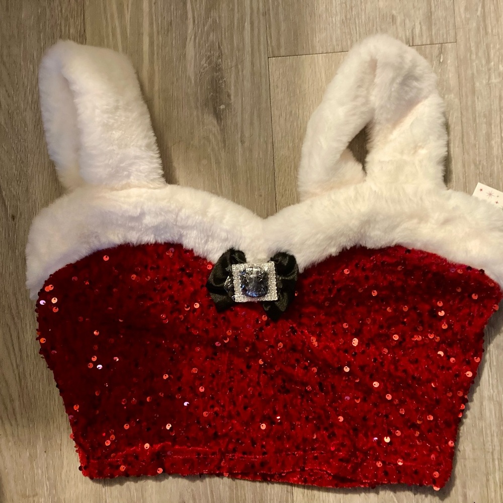 NWT Women’s Festive Fur Trimmed Red Sequin & Velvet Christmas Santa Set